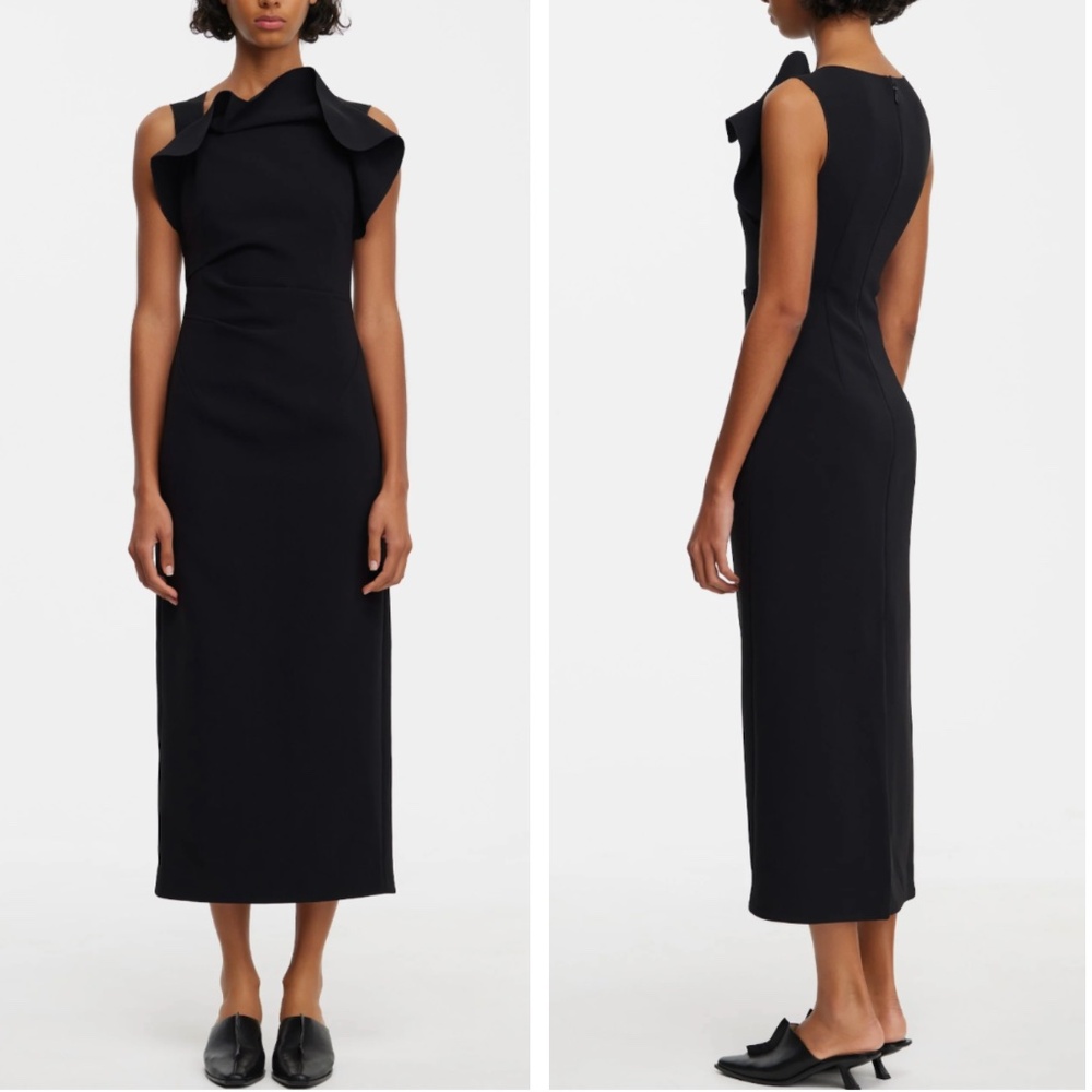 ✨ SALE✨ Acler Warfield Midi Dress Gown Black Noir Cocktail Formal Event